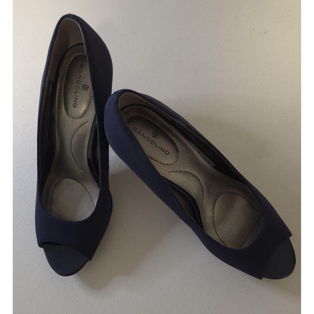 BANDOLINO Women's Rainaa Peep Toe Blue Platform Stiletto Dress Pumps. Size 7M